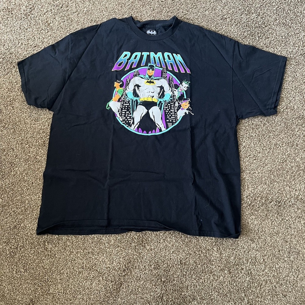 Retro Black Batman Robin Graphic T Shirt Men's Size Xtra-Large Comic Tee TR5